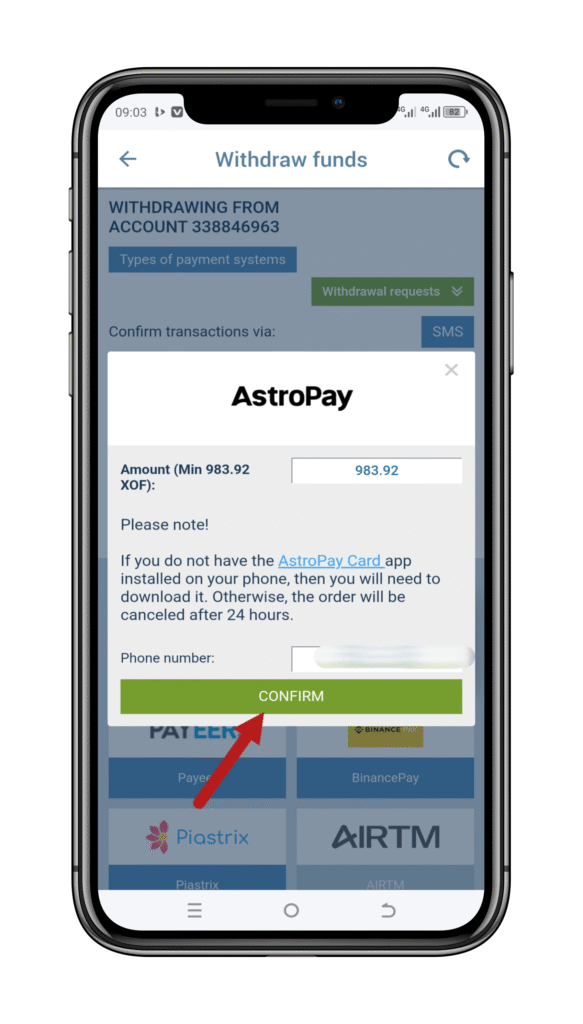 Enter Amount and Confirm the Withdrawal