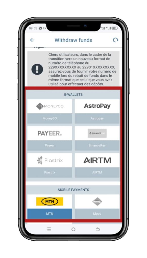 Select a Withdrawal Method