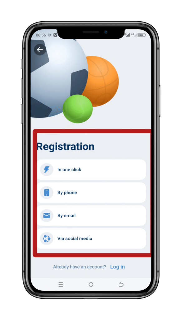 Choose your 1xbet registration method