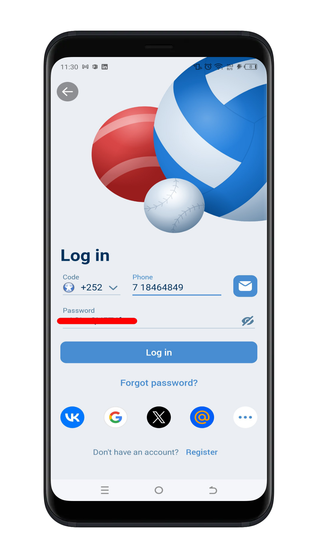 Enter your username or registered email/phone number and Input your password