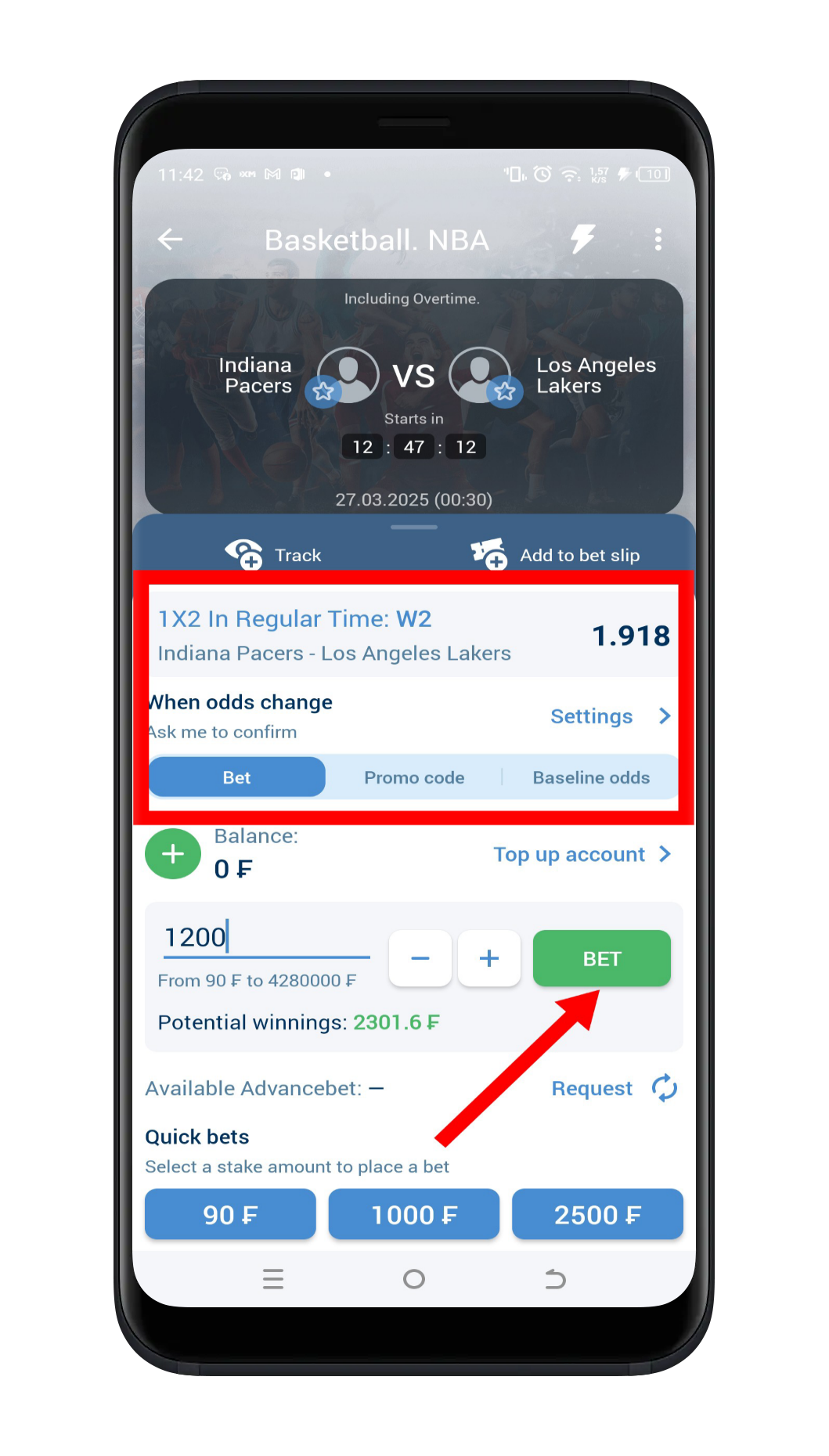 Enter Your Stake and confirm the Bet