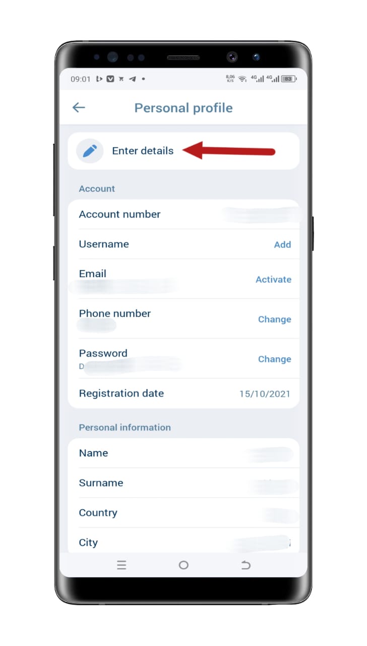 access the verification section