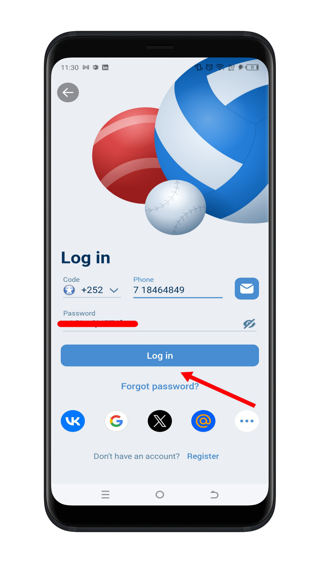 Click “Log in” to access your account