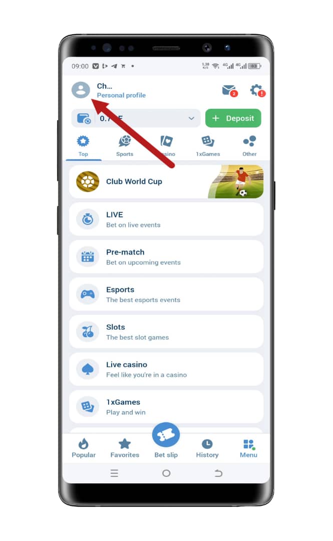 Navigate to the account verification section