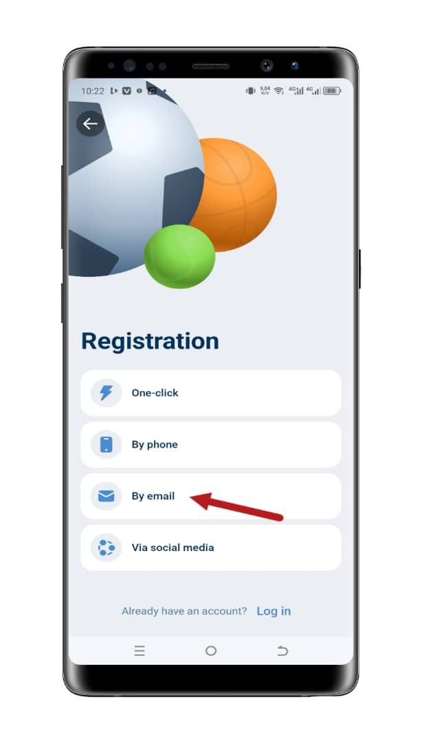 Select “Register by Email” on the 1xBet site or app.