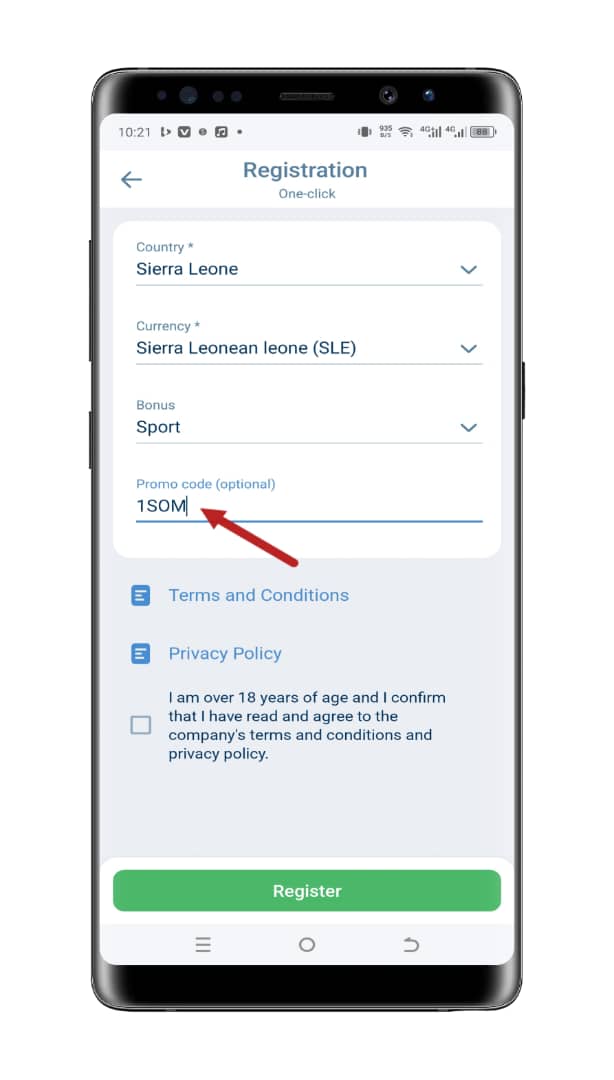 Select Sierra Leone as your country and your currency